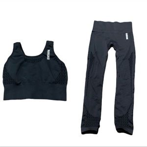 Gymshark Black Energy Seamless Leggings and Sports Bra Size S